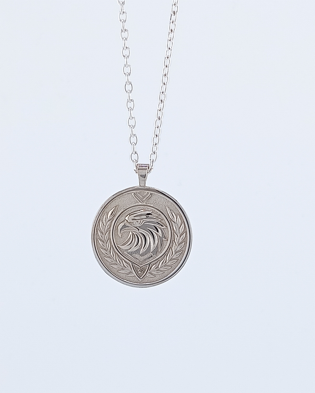 Armenian eagle silver pendant, side view