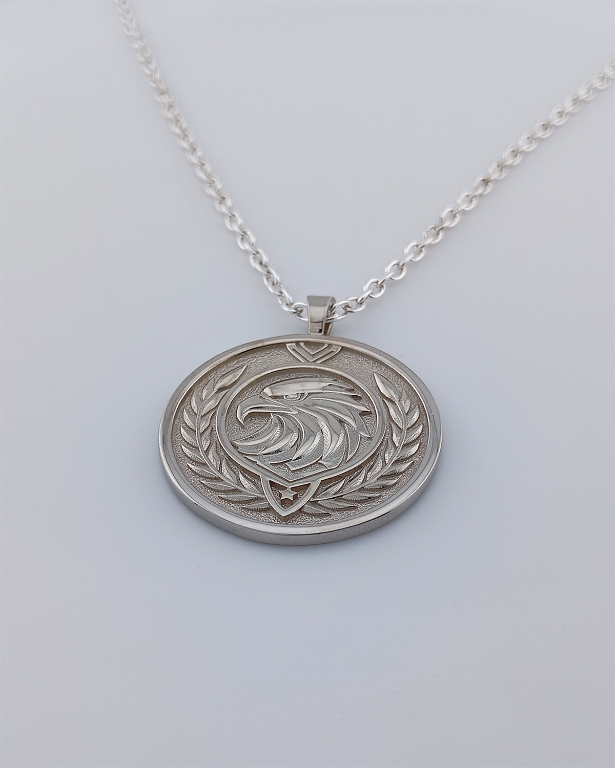 Armenian eagle silver pendant, side view